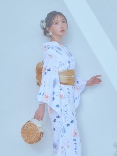 画像7: 【浴衣セール！】【即日発送】ニュアンスフローラル浴衣 【浴衣3点セット 浴衣/帯/下駄】 [YMT] (7)
