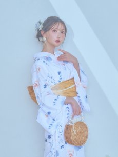 画像8: 【浴衣セール！】【即日発送】ニュアンスフローラル浴衣 【浴衣3点セット 浴衣/帯/下駄】 [YMT] (8)