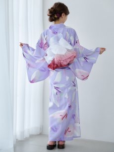 画像17: 【即日発送】【Riuコラボ】パープル地に咲く百合浴衣 【浴衣3点セット 浴衣/帯/下駄】 [YMT] (17)