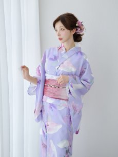 画像7: 【即日発送】【Riuコラボ】パープル地に咲く百合浴衣 【浴衣3点セット 浴衣/帯/下駄】 [YMT] (7)