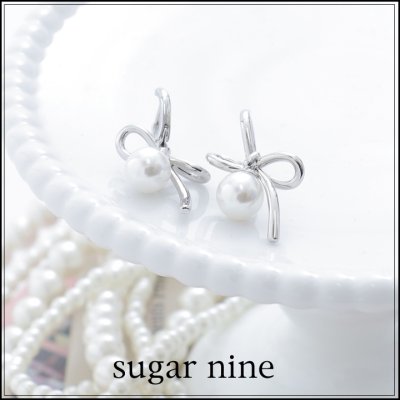 リボンパールピアス