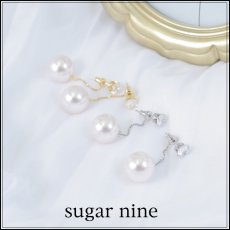 画像1: ビッグパールチェーンピアス【アクセサリー：ピアス】【Fサイズ/2カラー】[OF02] (1)