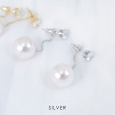 画像2: ビッグパールチェーンピアス【アクセサリー：ピアス】【Fサイズ/2カラー】[OF02] (2)