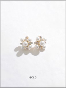 画像2: 【ピアス】ゴールド大粒パールビジューピアス【YN】【Fサイズ/1カラー】[OF02] PI130 (2)