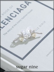 画像1: 【ピアス】ビジューリボンパールピアス【Fサイズ/1カラー】[OF02] 【YN】 (1)