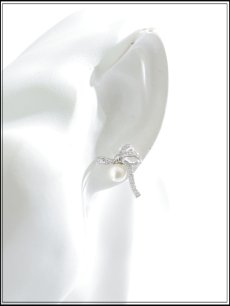 画像2: 【ピアス】ビジューリボンパールピアス【Fサイズ/1カラー】[OF02] 【YN】 (2)