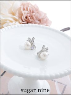 画像1: 【アクセサリー：ピアス】タイデザインパールピアス【Fサイズ/1カラー】[OF03] (1)