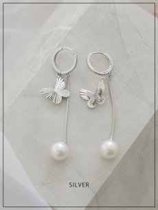 画像2: 【ピアス】バタフライパールロングピアス【Fサイズ/1カラー】[OF08] (2)