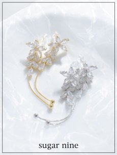 画像1: 【ピアス】フラワードロップビジューロングピアス【Fサイズ/2カラー】[OF02] (1)