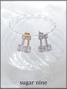 画像1: 【ピアス】スクエアストーンチェーンピアス【Fサイズ/2カラー】[OF02]【YN】 (1)