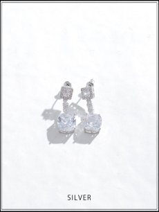 画像2: 【ピアス】スクエアストーンチェーンピアス【Fサイズ/2カラー】[OF02]【YN】 (2)