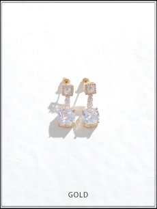 画像3: 【ピアス】スクエアストーンチェーンピアス【Fサイズ/2カラー】[OF02]【YN】 (3)