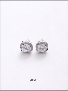 画像2: 【ピアス】ラウンドビジュースクエアピアス【Fサイズ/1カラー】[OF02] (2)