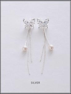 画像2: 【ピアス】バタフライパールロングピアス【Fサイズ/1カラー】[OF02]  (2)