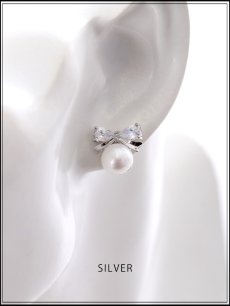 画像2: 【ピアス】ビジューリボンパールピアス【Fサイズ/1カラー】[OF02] (2)
