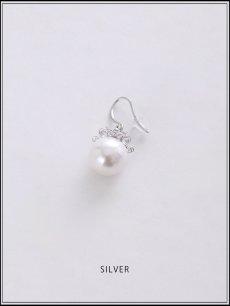 画像2: 【ピアス】ビッグパールフラワービジューフックピアス【Fサイズ/1カラー】[OF02]  (2)