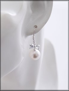 画像3: 【ピアス】ハートビジューリボンパールフックピアス【Fサイズ/1カラー】[OF02]  (3)