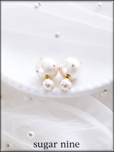 画像1: 【ピアス】ビジューダブルパールピアス【Fサイズ/1カラー】[OF02] (1)
