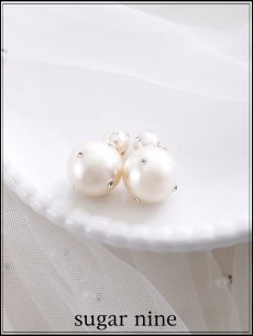 画像2: 【ピアス】ビジューダブルパールピアス【Fサイズ/1カラー】[OF02] (2)
