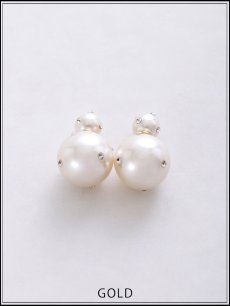 画像3: 【ピアス】ビジューダブルパールピアス【Fサイズ/1カラー】[OF02] (3)