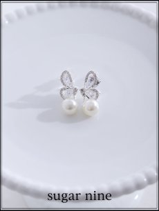 画像1: 【ピアス】シルバーバタフライパールピアス【Fサイズ/1カラー】[OF02] (1)
