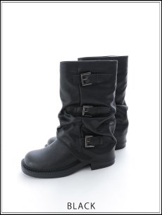 画像2: 合皮ベルトショートブーツ【35-39サイズ/2カラー】[OF02] 【YN】 (2)