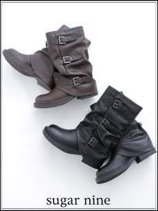 画像1: 合皮ベルトショートブーツ【35-39サイズ/2カラー】[OF02] 【YN】 (1)