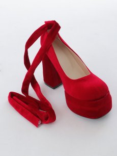 画像6: 【即日発送】1color/ 10cmヒール/ リボンモチーフ/ ハイヒール / パンプス/厚底 [OF03] (6)