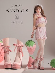 画像1: 【即日発送】1color/ 10cmヒール/ リボンモチーフ/ ハイヒール / パンプス/厚底 [OF03] (1)