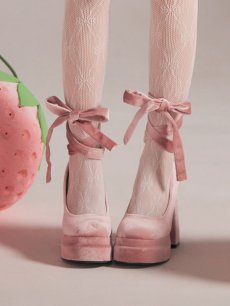 画像2: 【即日発送】1color/ 10cmヒール/ リボンモチーフ/ ハイヒール / パンプス/厚底 [OF03] (2)