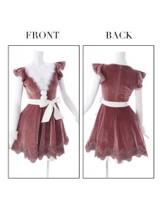 画像20: 【即日発送】【sugar nine サンタコス 5点セット】【S-XLサイズ/2カラー】フレアスリーブ刺繍レースフレアサンタ[OF04] (20)