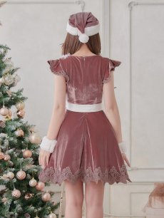 画像7: 【即日発送】【sugar nine サンタコス 5点セット】【S-XLサイズ/2カラー】フレアスリーブ刺繍レースフレアサンタ[OF04] (7)