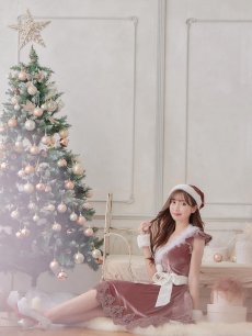 画像8: 【即日発送】【sugar nine サンタコス 5点セット】【S-XLサイズ/2カラー】フレアスリーブ刺繍レースフレアサンタ[OF04] (8)