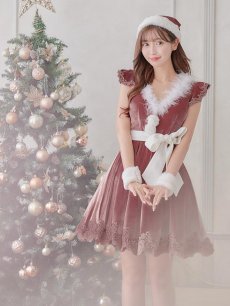 画像9: 【即日発送】【sugar nine サンタコス 5点セット】【S-XLサイズ/2カラー】フレアスリーブ刺繍レースフレアサンタ[OF04] (9)