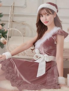 画像10: 【即日発送】【sugar nine サンタコス 5点セット】【S-XLサイズ/2カラー】フレアスリーブ刺繍レースフレアサンタ[OF04] (10)