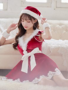 画像18: 【即日発送】【sugar nine サンタコス 5点セット】【S-XLサイズ/2カラー】フレアスリーブ刺繍レースフレアサンタ[OF04] (18)