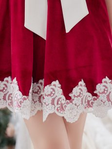 画像19: 【即日発送】【sugar nine サンタコス 5点セット】【S-XLサイズ/2カラー】フレアスリーブ刺繍レースフレアサンタ[OF04] (19)