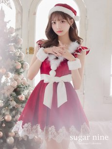 画像12: 【即日発送】【sugar nine サンタコス 5点セット】【S-XLサイズ/2カラー】フレアスリーブ刺繍レースフレアサンタ[OF04] (12)