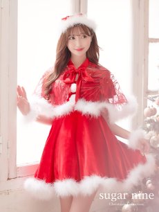 画像3: 【即日発送】【サンタコス 5点セット】【S-XLサイズ/3カラー】ポンチョ付きフレアサンタコスプレ[OF04] (3)