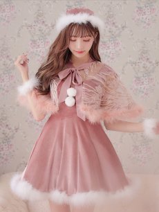 画像27: 【即日発送】【サンタコス 5点セット】【S-XLサイズ/3カラー】ポンチョ付きフレアサンタコスプレ[OF04] (27)