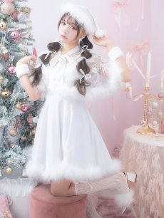 画像1: 【即日発送】【サンタコス 5点セット】【S-XLサイズ/3カラー】ポンチョ付きフレアサンタコスプレ[OF04] (1)