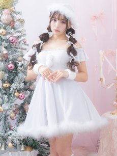 画像2: 【即日発送】【サンタコス 5点セット】【S-XLサイズ/3カラー】ポンチョ付きフレアサンタコスプレ[OF04] (2)