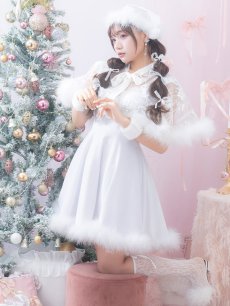 画像4: 【即日発送】【サンタコス 5点セット】【S-XLサイズ/3カラー】ポンチョ付きフレアサンタコスプレ[OF04] (4)