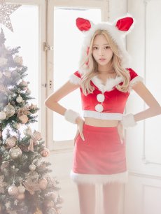 画像7: 【即日発送】【sugar nine サンタコス 5点セット】【XS-XLサイズ/3カラー】ベロアフードバニーセットアップサンタコスプレ[OF04] (7)