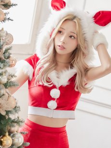 画像8: 【即日発送】【sugar nine サンタコス 5点セット】【XS-XLサイズ/3カラー】ベロアフードバニーセットアップサンタコスプレ[OF04] (8)