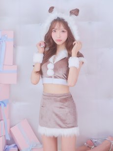 画像13: 【即日発送！】【サンタコス 5点セット】【XS-XLサイズ/3カラー】ベロアフードバニーセットアップサンタコスプレ[OF04] (13)