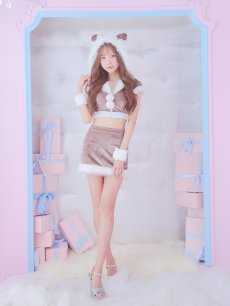 画像7: 【即日発送！】【サンタコス 5点セット】【XS-XLサイズ/3カラー】ベロアフードバニーセットアップサンタコスプレ[OF04] (7)