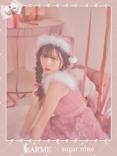 画像1: 値下げ！【即日発送】ファーショルダー/ スパンコールチュール/ 刺繍レースフレアサンタ【sugar nine サンタコス 4点セット】 【S-XLサイズ/2カラー】[OF04] (1)