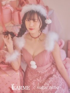 画像2: 値下げ！【即日発送】ファーショルダー/ スパンコールチュール/ 刺繍レースフレアサンタ【sugar nine サンタコス 4点セット】 【S-XLサイズ/2カラー】[OF04] (2)