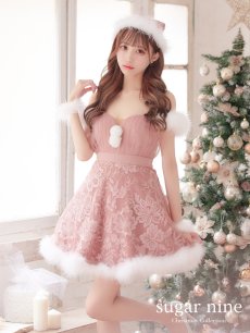 画像10: 値下げ！【即日発送】ファーショルダー/ スパンコールチュール/ 刺繍レースフレアサンタ【sugar nine サンタコス 4点セット】【S-XLサイズ/2カラー】[OF04] (10)